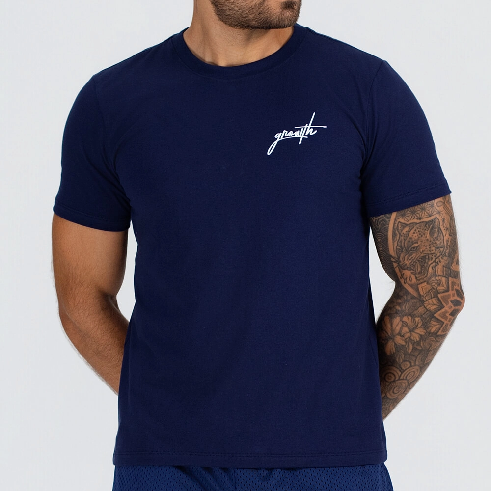 Camiseta Growth manga curta com silk logo azul marinho