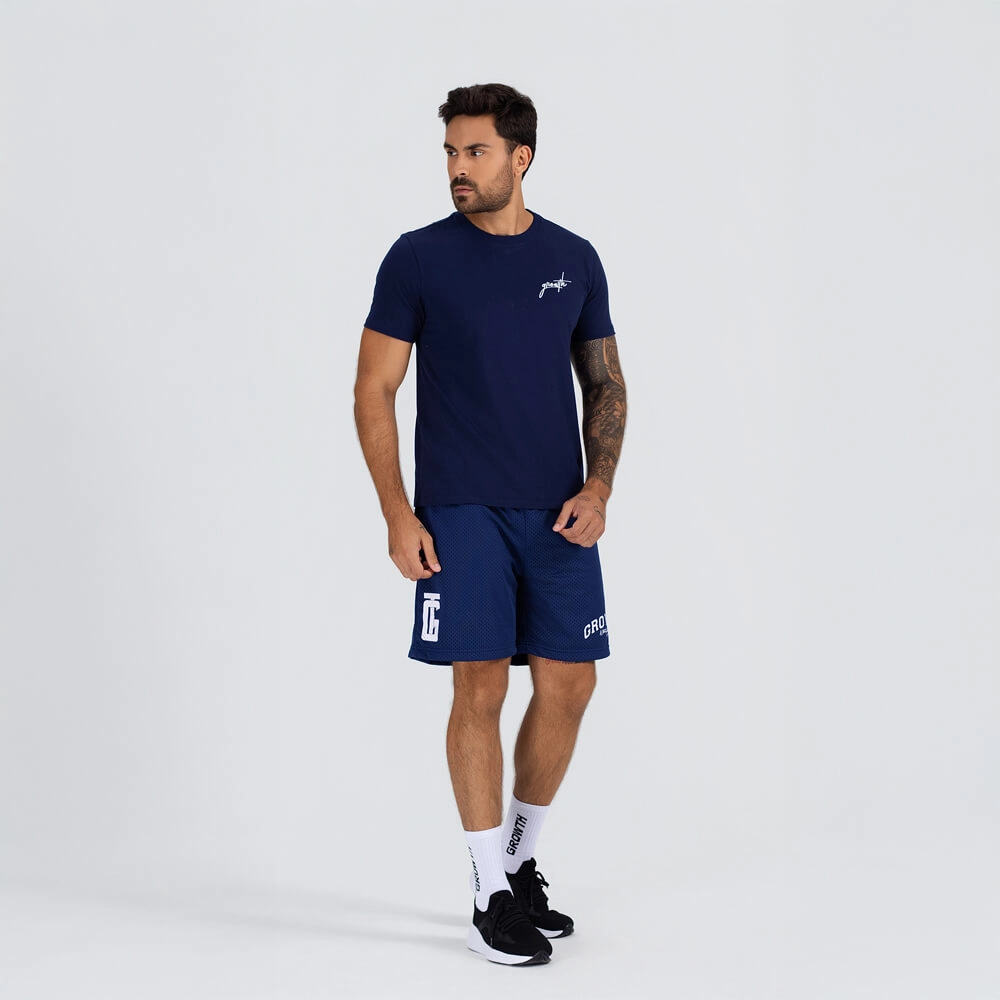 Camiseta Growth manga curta com silk logo azul marinho
