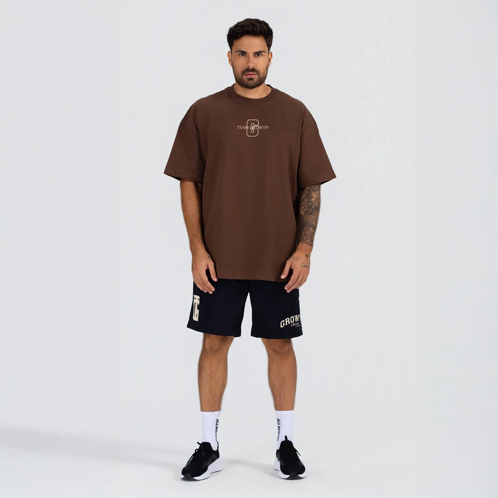 Camiseta Growth Oversized Always Earned Marrom