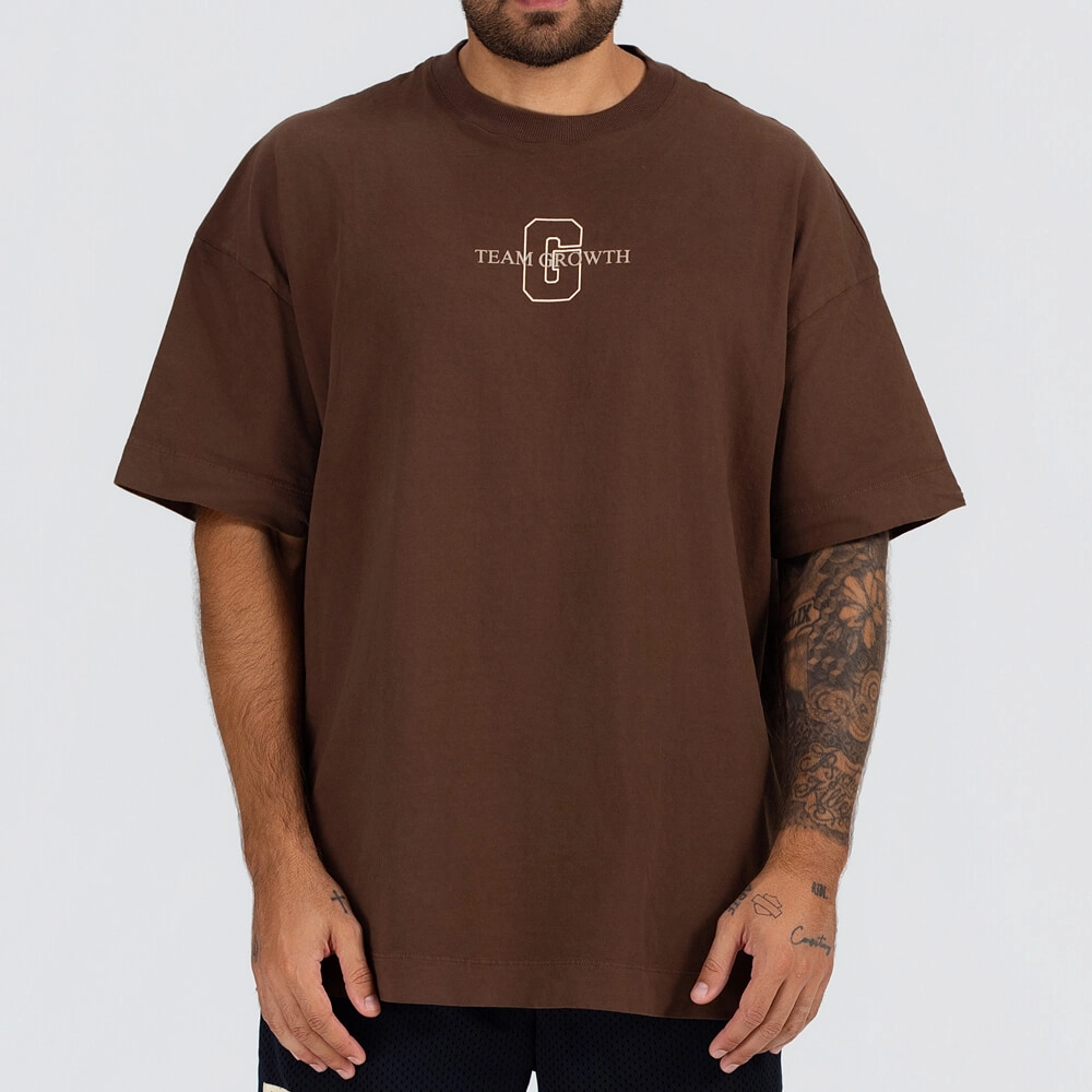 Camiseta Growth Oversized Always Earned Marrom