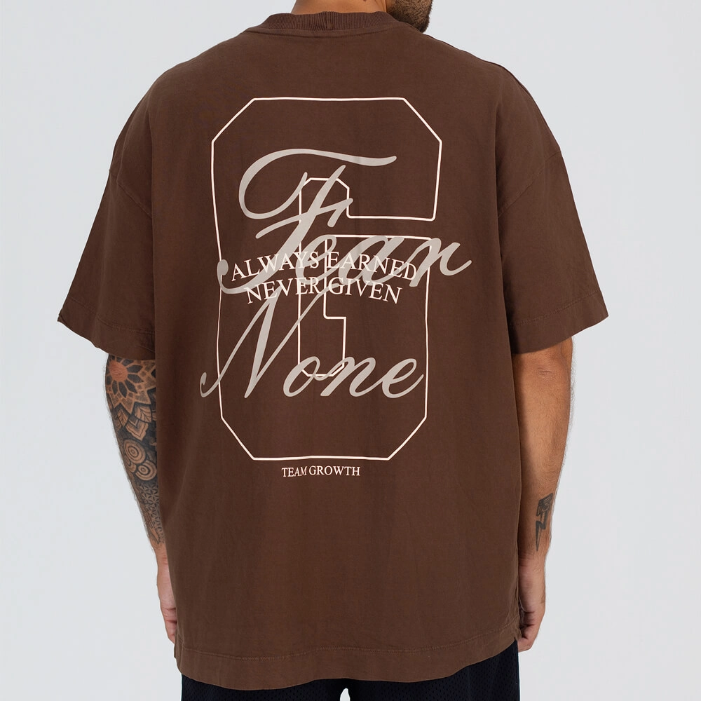 Camiseta Growth Oversized Always Earned Marrom