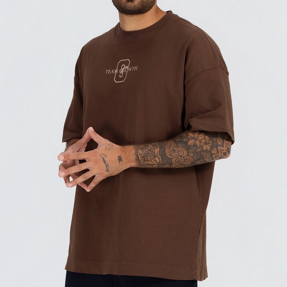 Camiseta Growth Oversized Always Earned Marrom