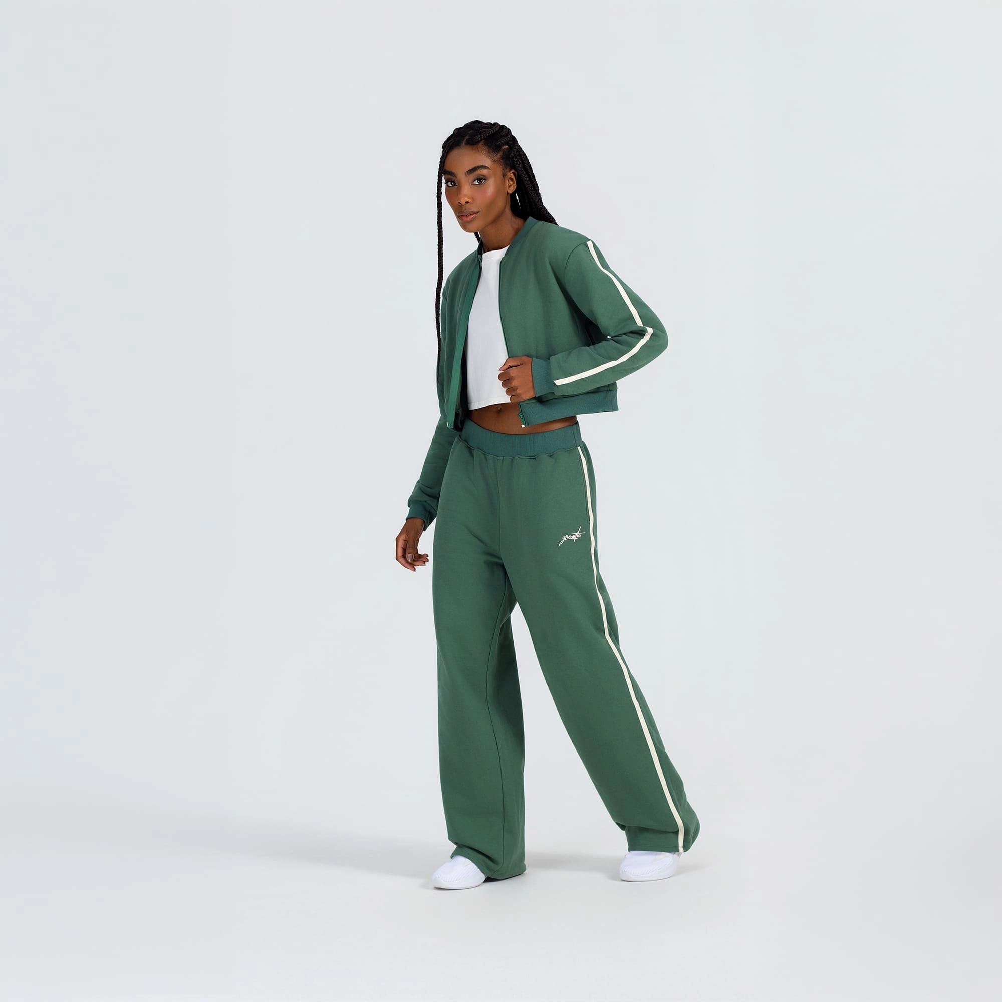 Calça moletom flare vivo lateral verde amazonia