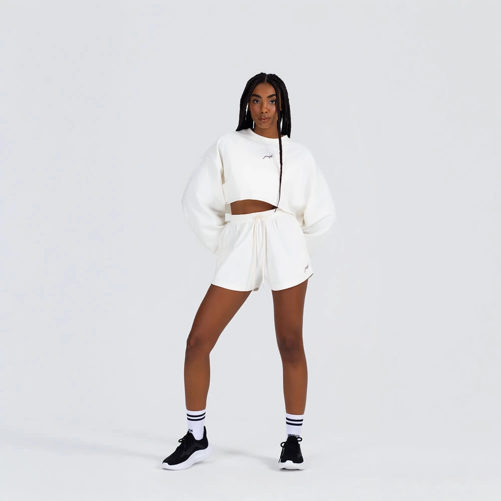 Shorts Growth moletinho off white manuscrito