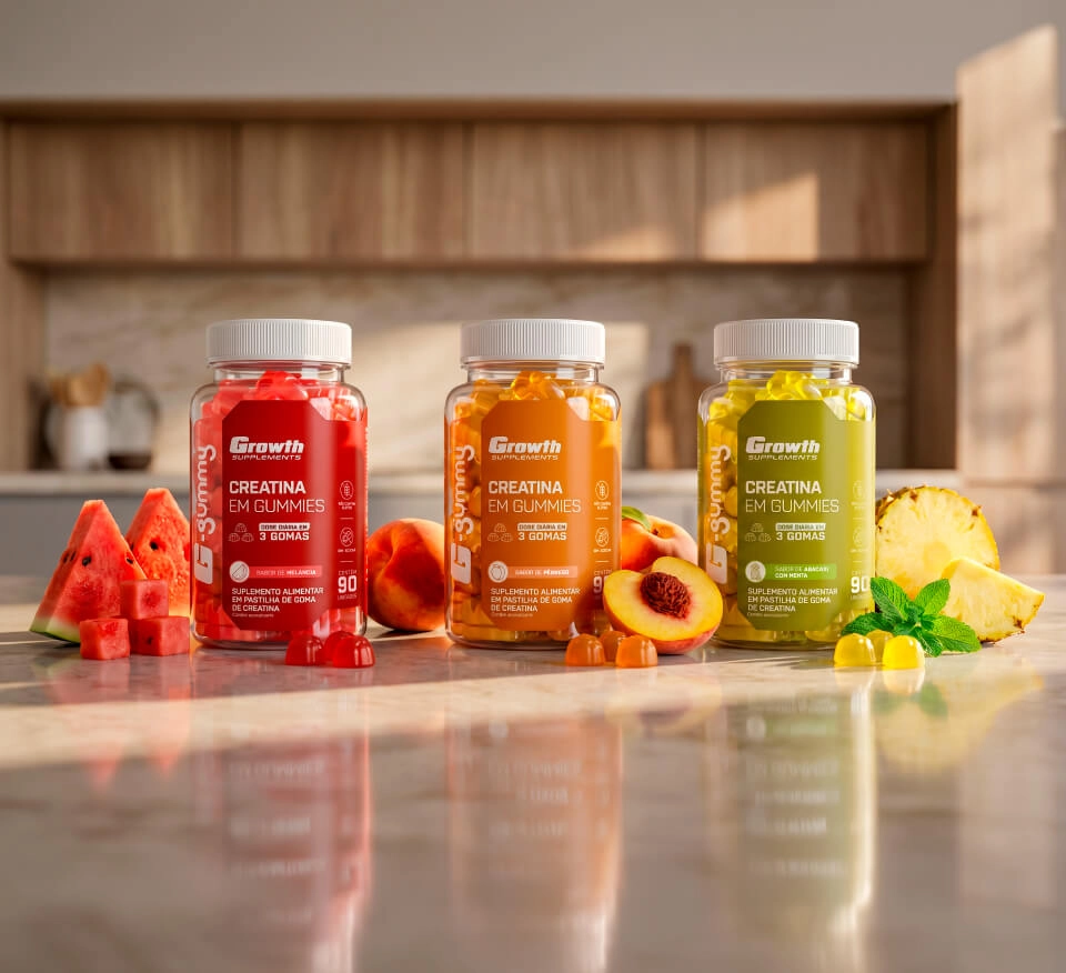 IMAGEM ILUSTRATIVA - TODOS OS SABORES DE CREATINA EM GUMMIES 90 UNIDADES - GROWTH SUPPLEMENTS