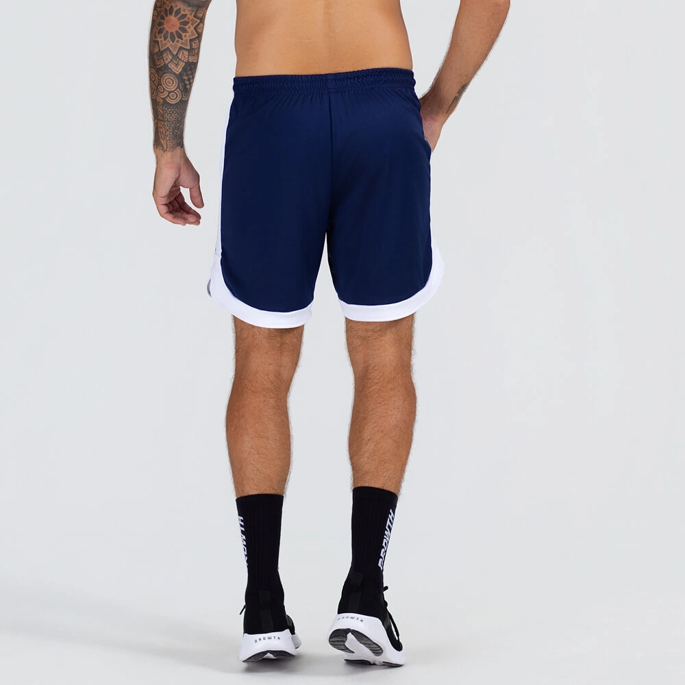 Bermuda lateral arredondada bicolor azul marinho