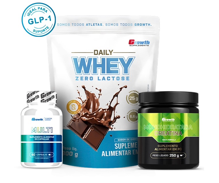 Foto do produto KIT PROTEÍNA ZERO LACTOSE - DAILY WHEY ZERO LACTOSE (800G) + CREATINA MONOHIDRATADA (250G) + MULTIVITAMÍNICO (60CAPS)