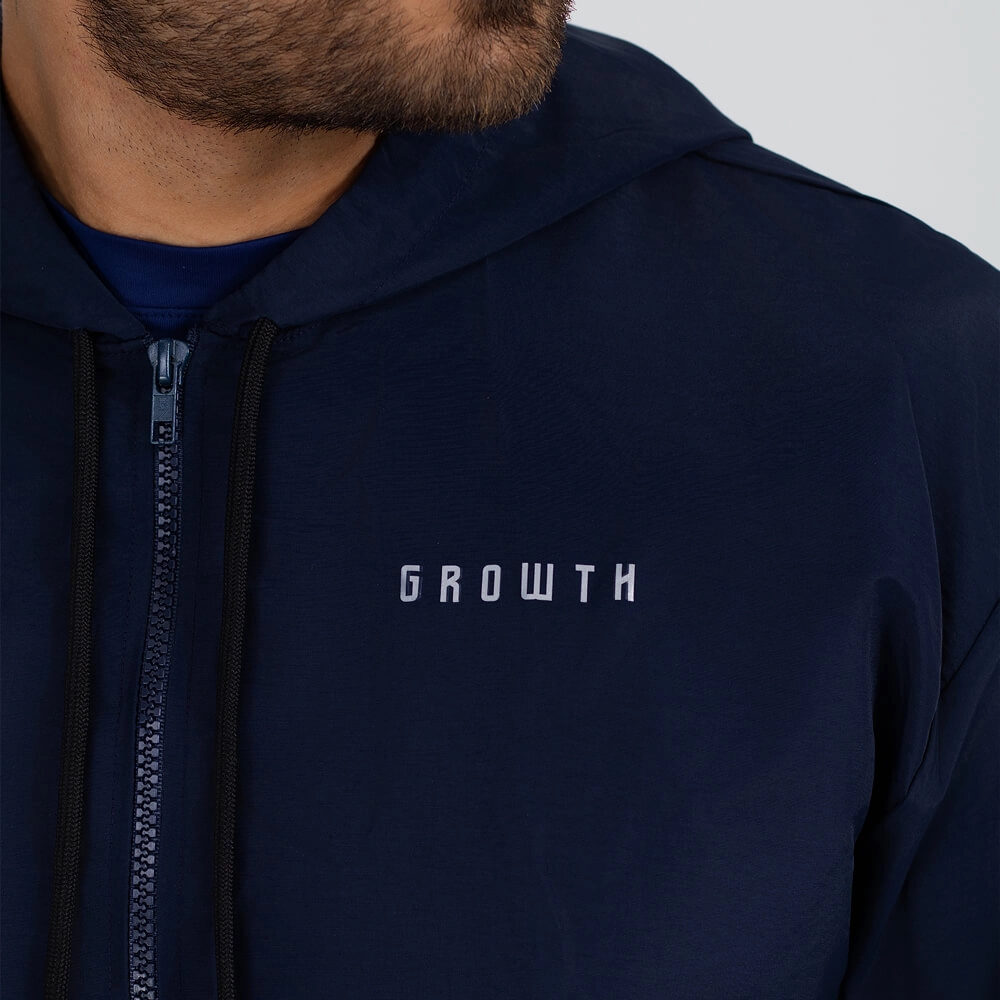 Jaqueta Growth Running Com Capuz Azul Marinho