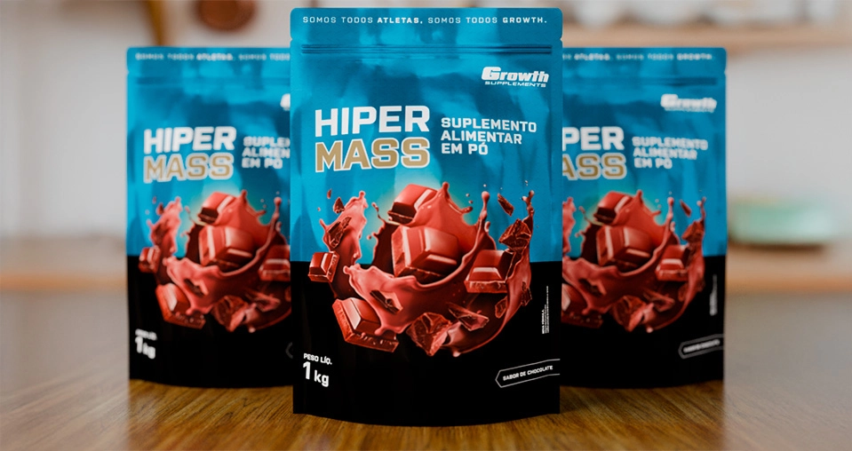 TRÊS EMBALAGENS DE HIPER MASS SABOR BAUNILHA - growth supplements
